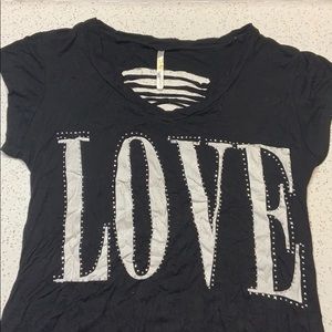 Black open back love t-shirt
